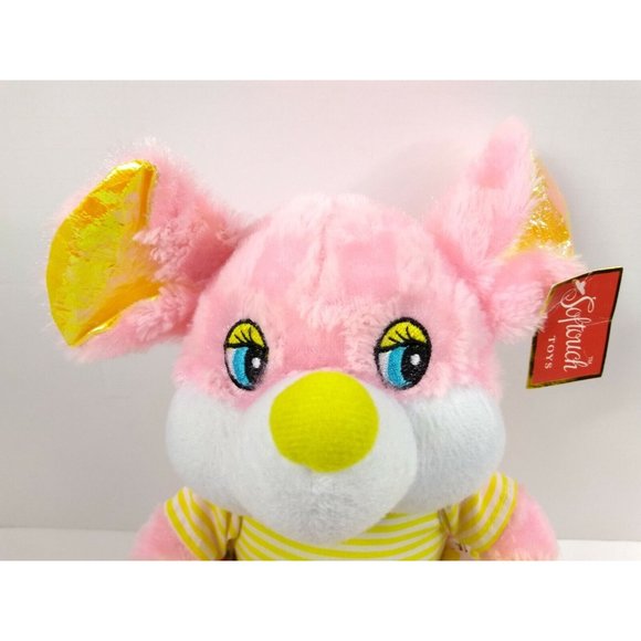 Pink Mouse Plush Stuffed Animal in Flower Dress w/ Sparkle feet, hands, ears 11" - Picture 2 of 11